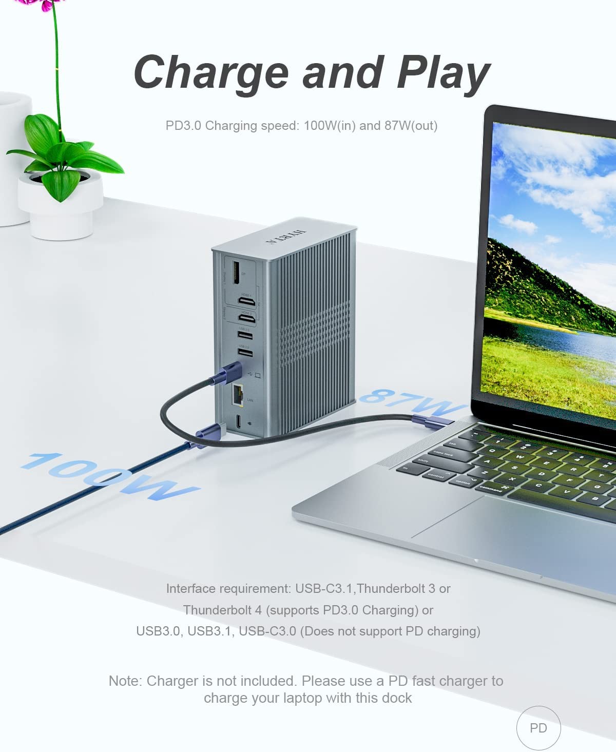 18 In 1 Thunderbolt USB C Docking Station Multi Usb Hub DisplayLink 4K HDMI