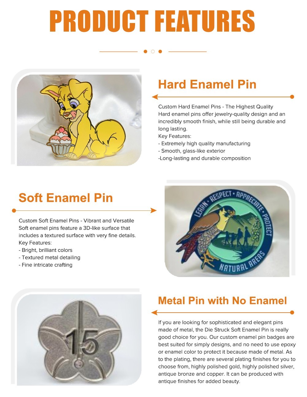 Cute Pin Badge Metal Logo Design Metal Crafts Custom Enamel Pin Hard Enamel Pin