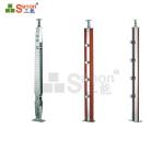 Anti-rust Wooden Stainless Steel Balusters Railing For 8mm Glass