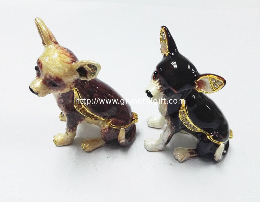 dog bejeweled trinket box dog alloy decorative crafts pewter ornament home decorative