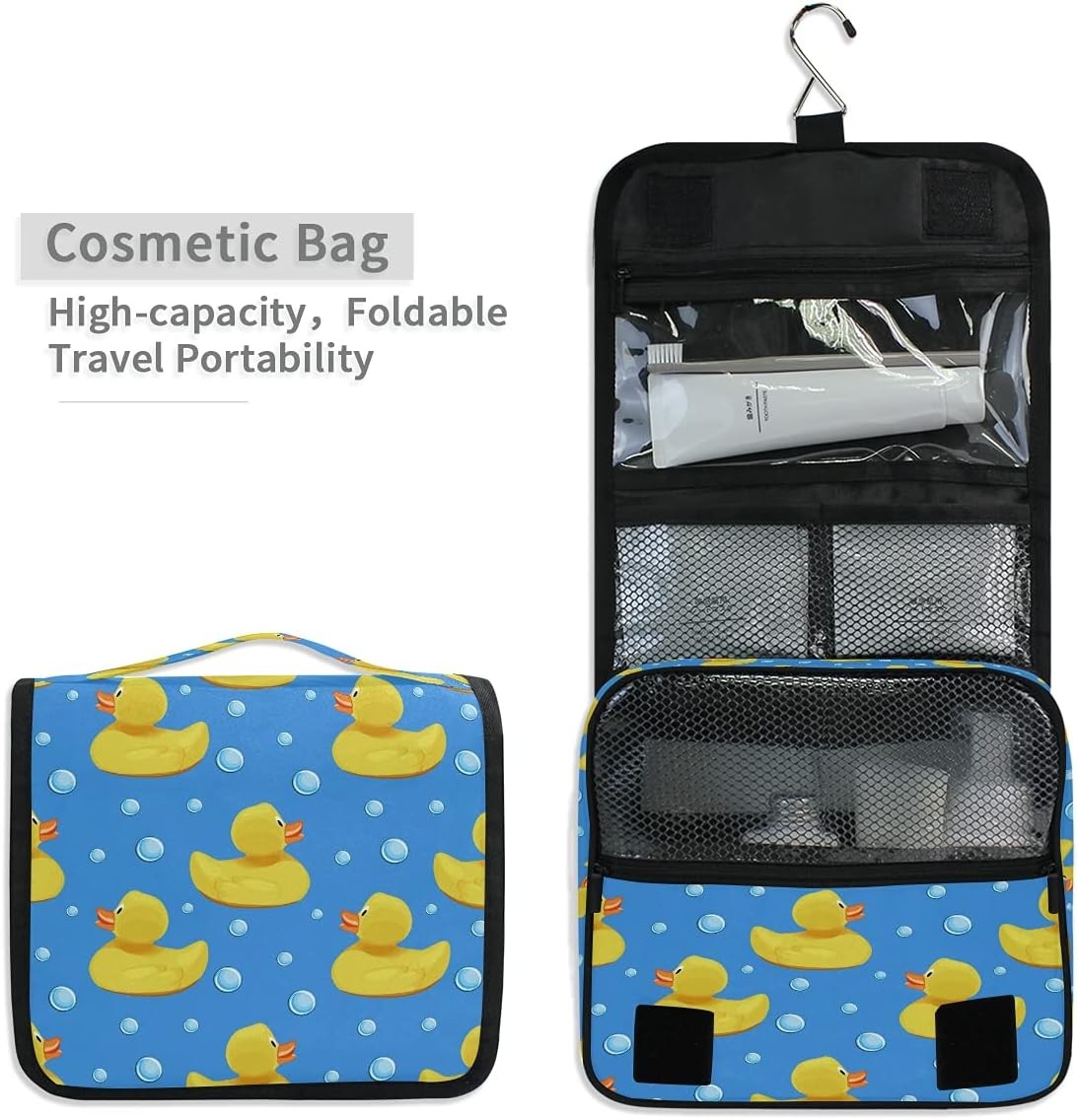 Yellow Ducks Travel Makeup Bag Hanging Toiletry Pouch Organizer Handbag
