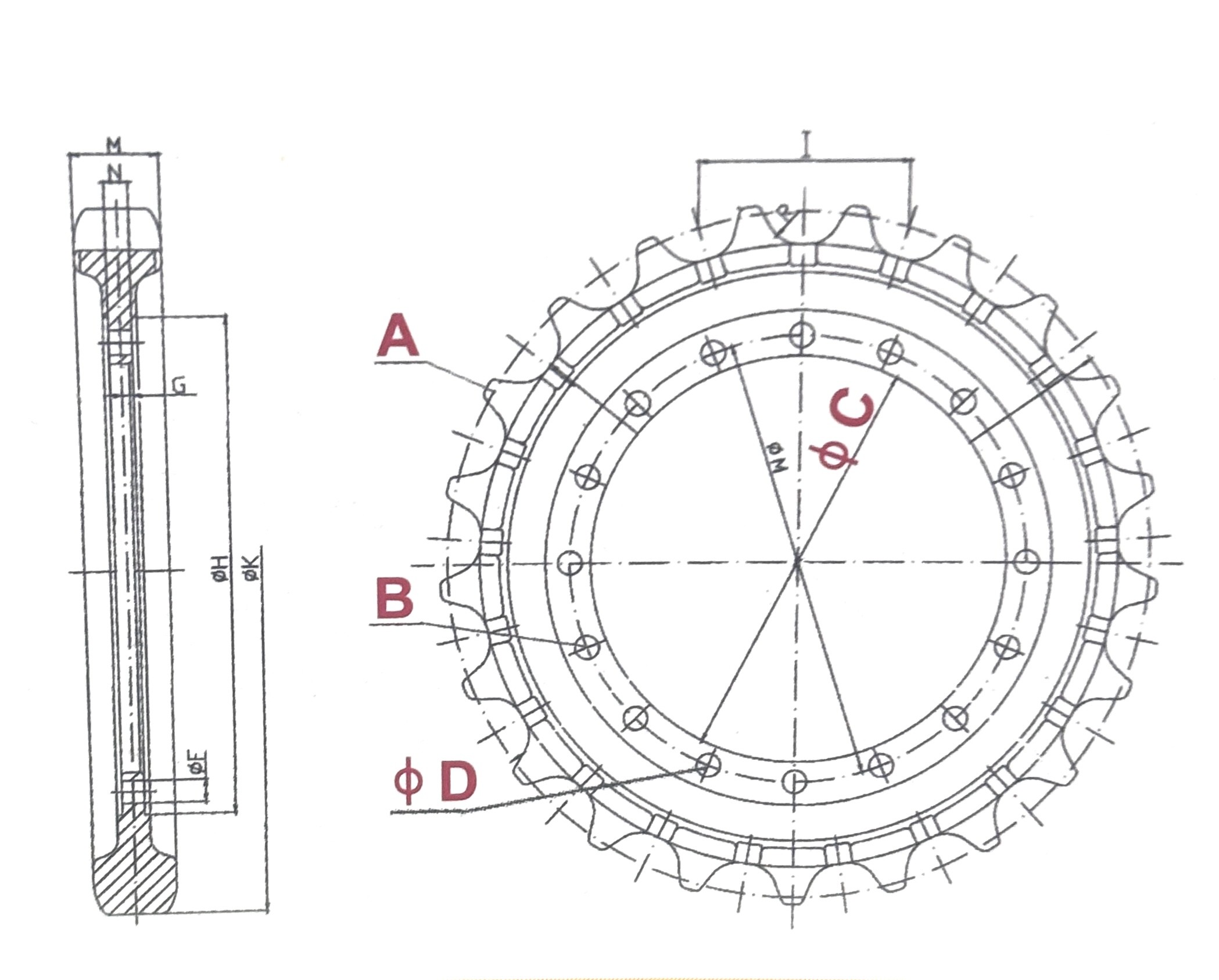 EC200/210B/290/360/460 Black Excavator Sprocket For14215468 1181-00050 1081-01850 1081-02210