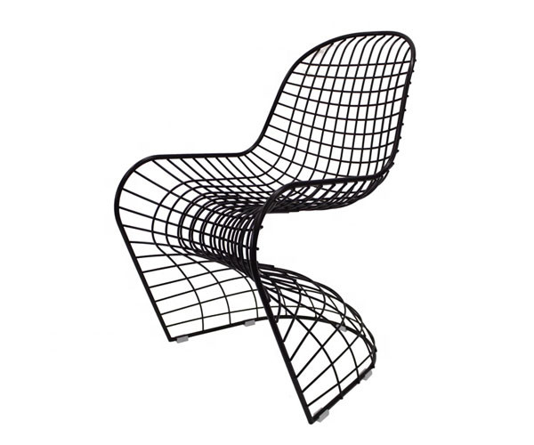 S Shaped Metal Wire Outdoor Dining Chair Classic Designer Simple 53x65x89cm