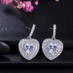 Fashion Lady Heart Shape Earrings Red CZ Stone Earrings jewelry earrings