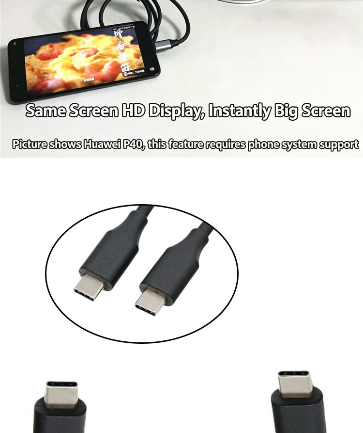 4K HD Video 60W PD Charging USB3.2 Gen2 Type C to Type C Data Cable for Phone Laptop