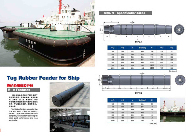 Tugboat Bow Stern Pushing Dia 600mm 800mm Marine Rubber Fender