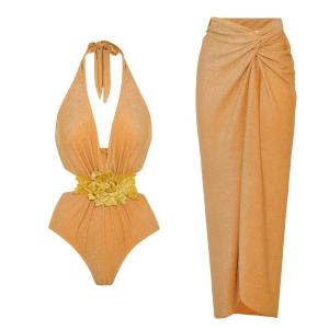 Wholesale Nylon Padded Bikini Three Piece Swimsuit Set Beach Summer Style from china suppliers