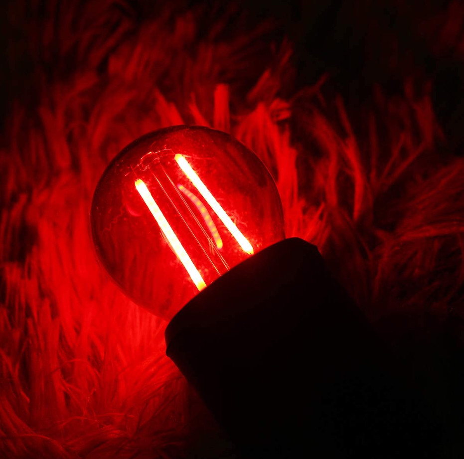 G45 2W Colored Edison Bulbs Red Light Decorative Glass Lamp 2200K