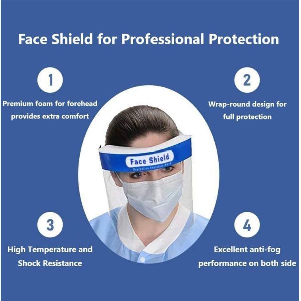 Splash Isolation Protective Face Shield Visor With Adjustable Headband