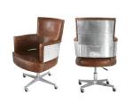 Brown High Back Aviator Adjustable Executive Office Chair Casters Leather
