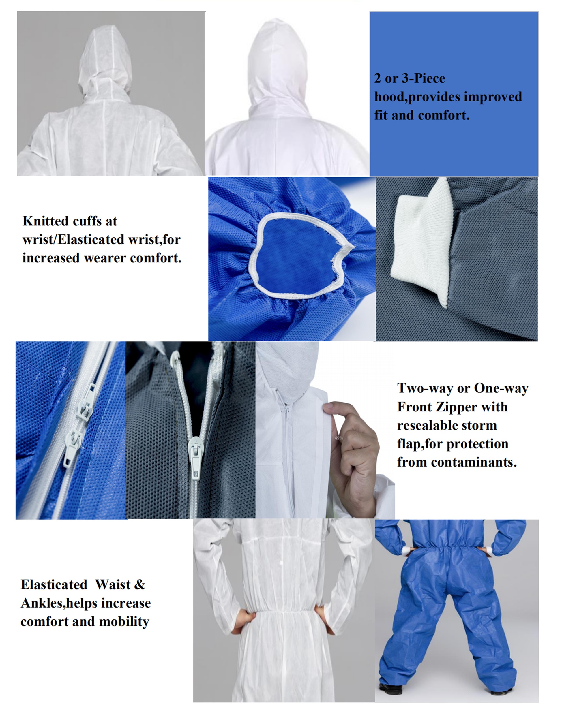 OEM Tear Resistant PP Non Woven Coverall PP Disposable Coveralls With Hood