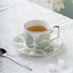 Wholesale Sustainable Nordic Style Printed Flower Ceramic Coffee Cup And Saucer 200ml Volume from china suppliers