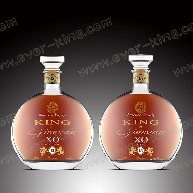 ISO9001 500ml Flint Glass Liquor Bottles For Cognac