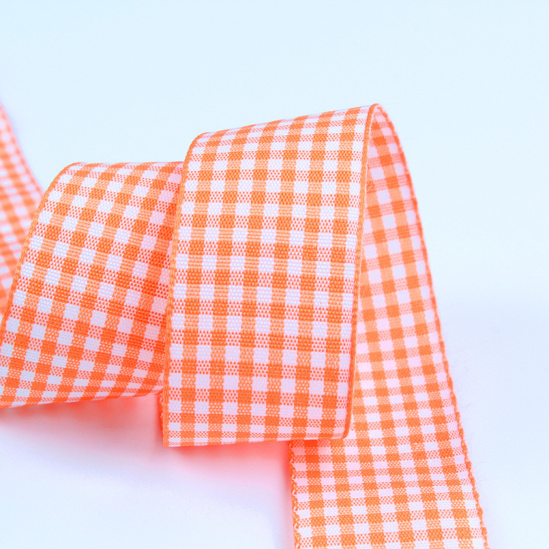 2.5cm Polyester Plaid Ribbon for Gift Packing and Chocolate Box Ribbon Bow Decoration