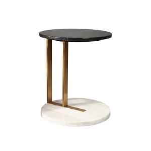 Wholesale Living Room Small Stainless Steel End Table Side Table With Brushed Gold Natural Marble Top Marble Base from china suppliers