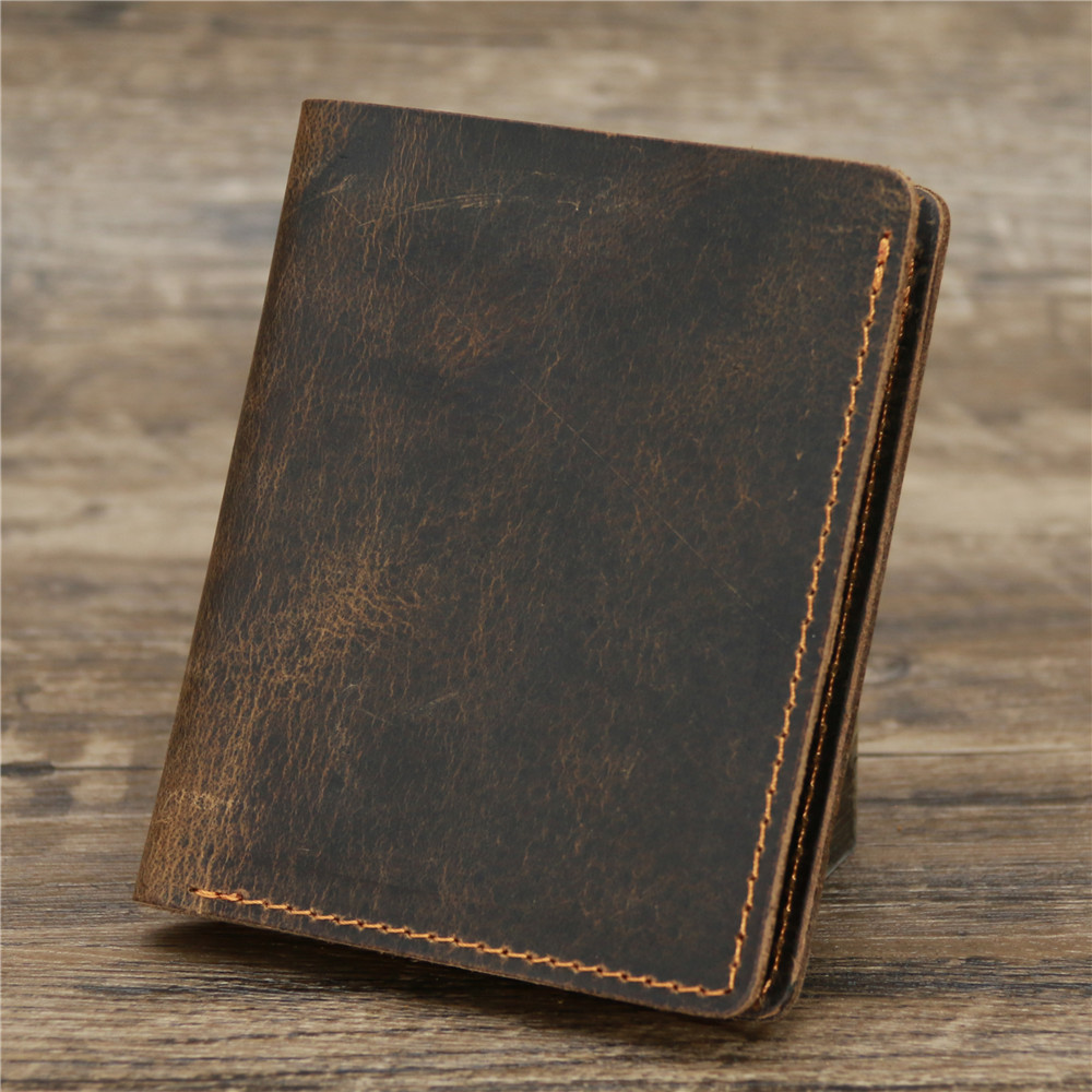 Open Closure Minibook Genuine Leather Multi-function Card Holder Clip Wallet for Men