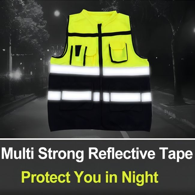 360 Degree Industrial Working Reflective Safety Vest With Pockets 120g 5cm Tape