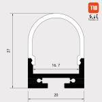Industrial Surface Mounted LED Profile Black Anodized for Wardrobe Cinema