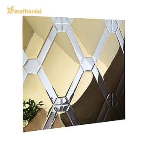 Wholesale 8ft Embossed Stainless Steel Sheet , Stamped Rhombus Ss Gold Mirror Sheet from china suppliers