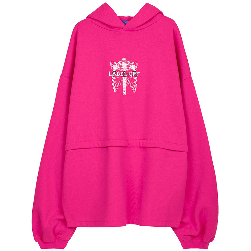 Drawstring Pouch Pocket Plain Fleece Hoodie Girls Winter Pink Drop Shoulder Pullover