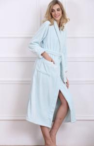 Wholesale Microfiber Soft Bathrobe 100% Polyester Flannel Fabric Hotel Fluffy Shawl Collar from china suppliers