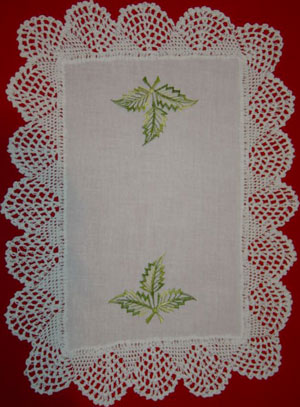 Rectangular coffee table linen table cloth table, Corcheted Lace Table linen, Tablecloth