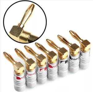 Wholesale Hexie Right Angle Nakamichi Banana Plugs Jack Silver Color Multiscene from china suppliers