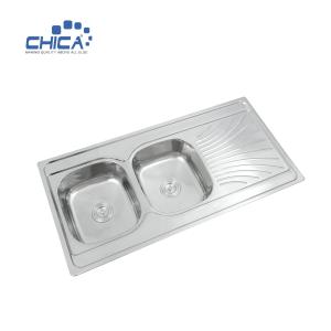 Wholesale CH12060 Stainless Steel Press Kitchen Sink Topmount Kitchen Sink Double Bowl Kitchen Sink from china suppliers