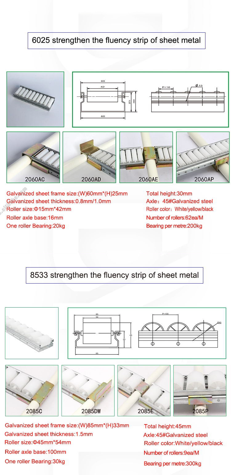 Antistatic Plastic Roller Track For Warehouse Storage Conveyor Line And Track System