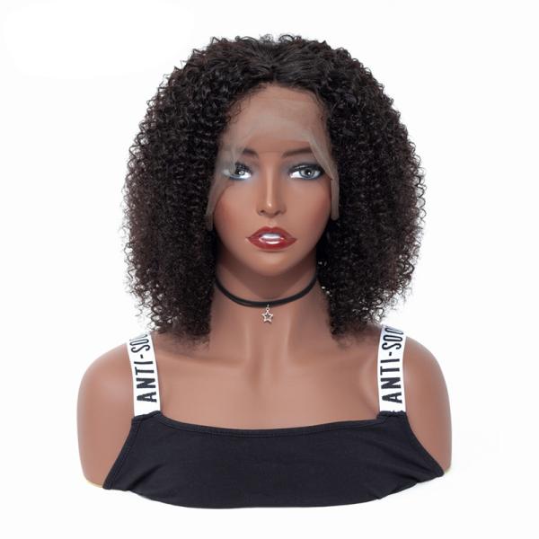 150% Density Lace Front Human Hair Wigs / Indian Remy Human Hair Kinky Curly