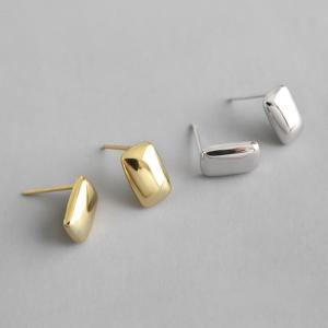 Wholesale Lanciashow Smooth 925 Sterling Silver Gold Plated Square Stud Earrings Fine Jewelry from china suppliers
