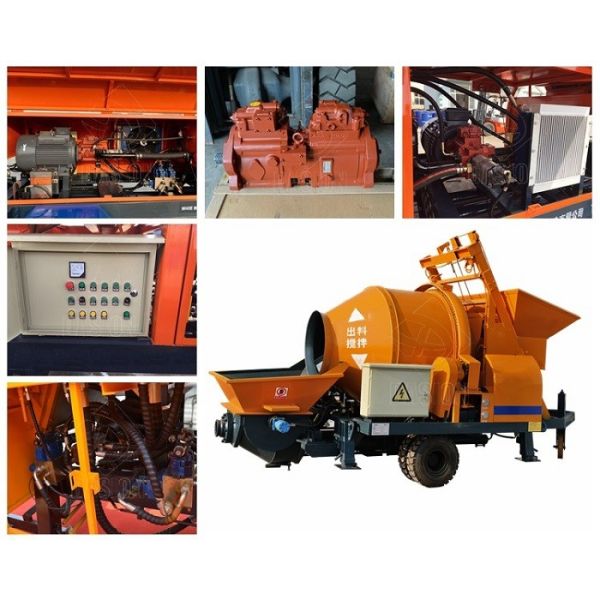Small self loading trailer mobile lightweight concrete pump with mixer