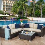 52.3 Inch Garden Outdoor Corner Sofa Set Waterproof Polyester