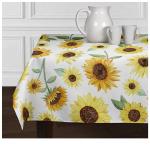 Oilproof PEVA Sunflower Plastic Table Cover For Daily Life