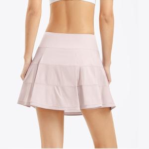 Wholesale Nylon Womens Golf Clothes Tennis Sports Skort Skirts Pink Printing from china suppliers