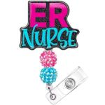 Customized Color Fashion Resin Glitter Acrylic Beads Retractable Nurse Badge