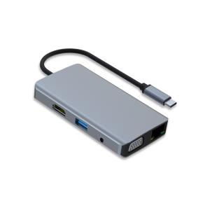 China 1000M RJ45 Ethernet 4K HDMI VGA USB Port Hubs PD 3.0 TF/SD Card Readers on sale