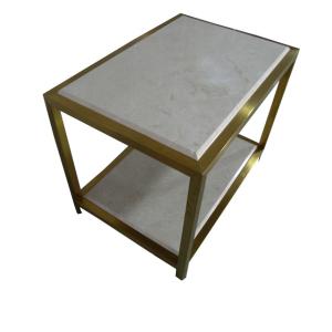 Wholesale Stone top brass metal finish side table/end table/coffee table for 5-star hotel bedroom from china suppliers
