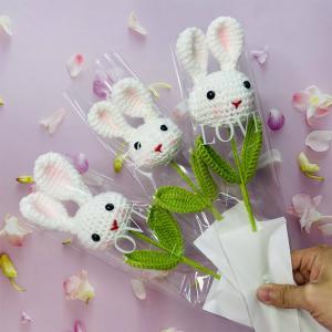 Wholesale Sunflower Bunny Head Doll Bouquet with Cotton Material and Hand-knitted Design from china suppliers