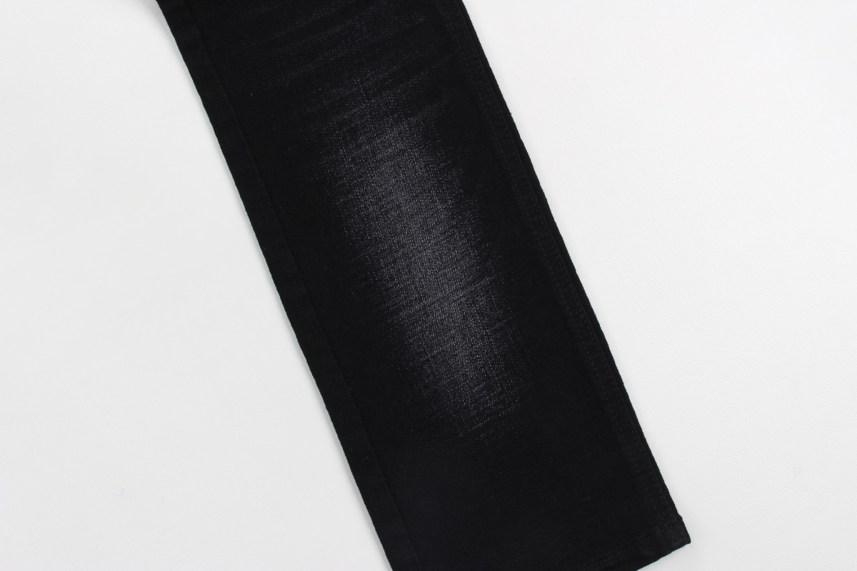 11.4 Oz Black And Black Backside Crosshatch Slub Denim Jeans Fabric