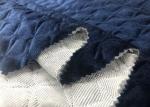 Dual Layer Quilted Velvet Fabric For Bedding Navy Blue 320GSM 93% Polyester