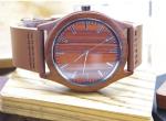 Stylish Waterproof Wooden Watches With Leather Bands / Red Wood