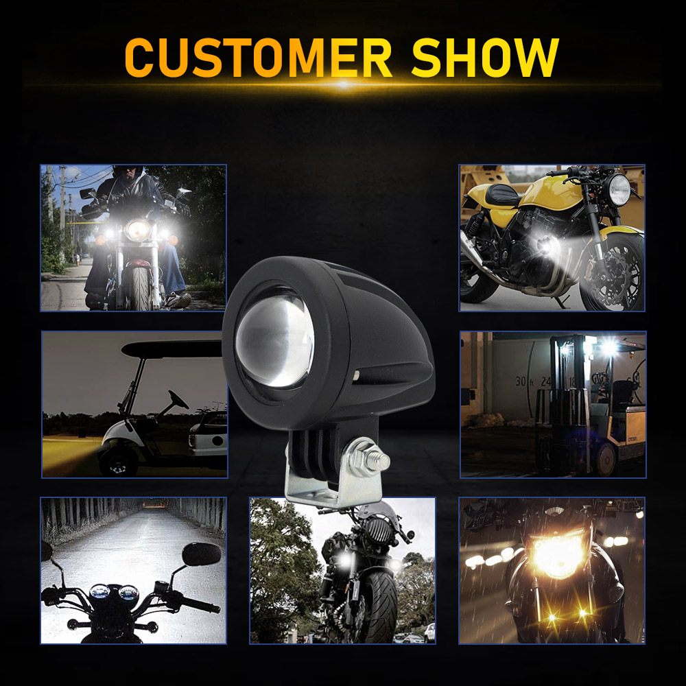 10W 80V Aluminum White Yellow Flash LED Lamp Motorcycle Spotlight