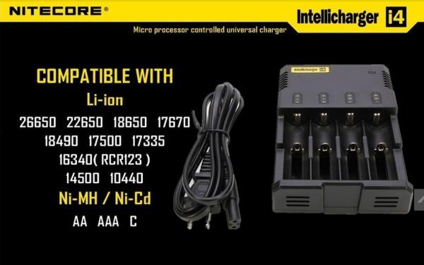 Nitecore i4 charger/ universal /li-ion universal li-ion battery charger wtih CE