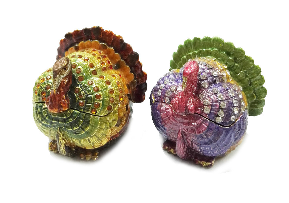 Fashion Pewter Rhinstone Enamel Bird Trinket Jewelry Box Metal Alloy Bird Trinket Jewelry Box