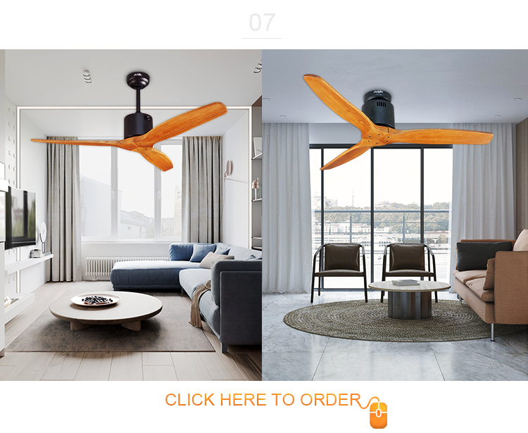 Powerful Electric Metal Ceiling Fan with Fancy Wood Blades Light and Remote 1stshine