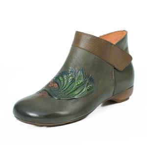 Wholesale HZM033 Original Folk Style Retro Women'S Boots Autumn And Winter New Style Peacock Embossed Retro Women'S Shoes, Top Lay from china suppliers