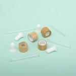 Empty Bamboo Collar Cap Green Glass Essential Oil Dropper Bottle 15ml 20ml 30ml