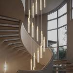 Modern Luxury Interior Hotel Stair Pendant Lamp Gold / Black Crystal Stick