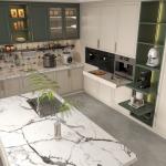 Almond Rose Custom Stainless Steel Kitchen Cabinets Easy Clean Fadior Luxe